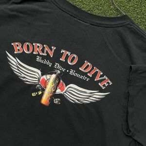 Vintage 2004 Duck Company‎ Born to Dive Faded Black Tee Shirt
